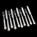 5 person sterling silver dessert cutlery set with barley