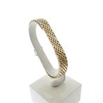 Bicolor gouden panter schakel armband | 20 cm (witgoud), Ophalen of Verzenden, Gebruikt, Overige kleuren, Goud