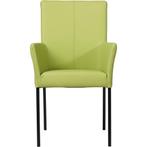 Leren eetkamerstoel Comfort met armleuning - Hermes Lime, Huis en Inrichting, Stoelen, Nieuw, Leer, Ophalen of Verzenden, Leren eetkamerstoel Comfort met armleuning - Hermes Lime (felgroen) - Poten staal vierkant zwart past perfect in uw interieur als u woonstijl: Modern is.