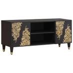 vidaXL TV-kast met plank Zwart 105 x 33 x 46 cm Massief, Huis en Inrichting, Woonaccessoires | Cd- en Dvd-rekken, Verzenden, Nieuw