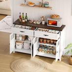 Witte buffetkast met glasdeuren, laden en opbergruimte, Huis en Inrichting, Kasten | Buffetkasten, Verzenden, Nieuw