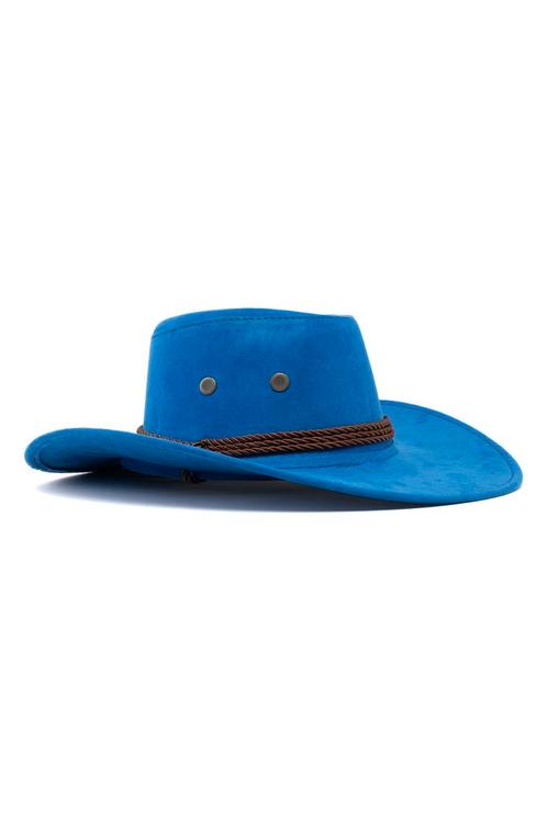 Cowboyhoed Koningsblauw Suede Blauwe Suedelook Cowboy Wester, Kleding | Dames, Carnavalskleding en Feestkleding, Nieuw, Carnaval