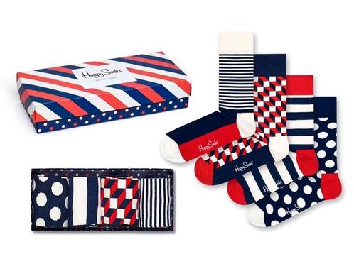 4 Paar Happy Socks Sokken - Stripe  - Giftbox, Kleding | Heren, Sokken en Kousen, Nieuw, Verzenden