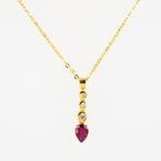 Hanger - 18 karaat Geel goud - 0.55ct. tw. Robijn - Diamant