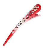 Haarspeld Duckklem Opengewerkt Glitter Bloemen 13cm Rood ..., Verzenden, Nieuw