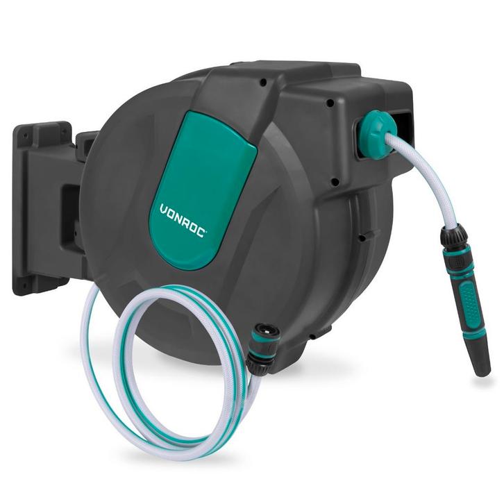 Automatische slanghaspel – Incl. 35m tuinslang, spuitstuk en, Tuin en Terras, Tuinslangen, Tuinslang, Nieuw, Verzenden