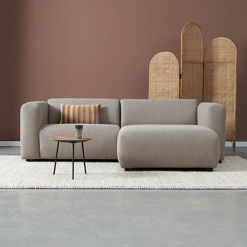 *WOONWINKEL* Kleine Bank Met Chaise Longue Rechts Taupe, Huis en Inrichting, Banken | Bankstellen, Nieuw, Verzenden