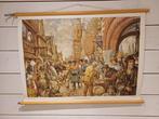 Stad in de Middeleeuwen - Schoolkaart - Linnen, Antiek en Kunst, Curiosa en Brocante