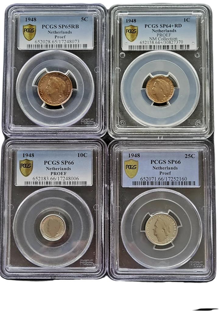 Koningin Wilhelmina Proefset 1948 met PROEF in de hals in, Postzegels en Munten, Munten | Nederland, Losse munt, Koningin Wilhelmina