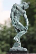 sculptuur, bronzen adam antiek groen gepatineerd - 30 cm -