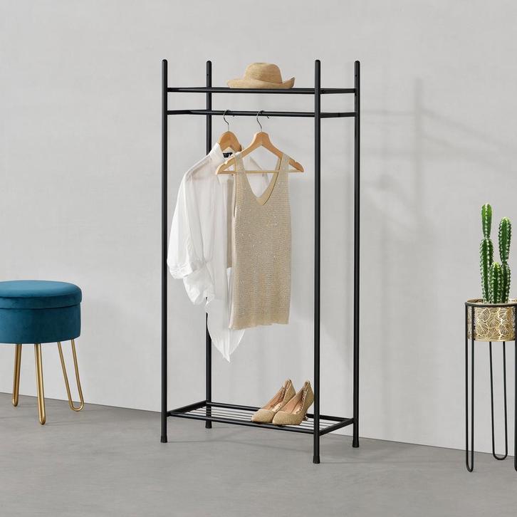 Kledingkast open kast zwart met 2 planken 130x60x30 cm, Huis en Inrichting, Kasten | Kledingkasten, Verzenden