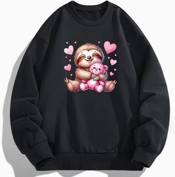 Heat-Transfer - Cartoon stijl - Luiaard - Liefde - Rose beschikbaar voor biedingen