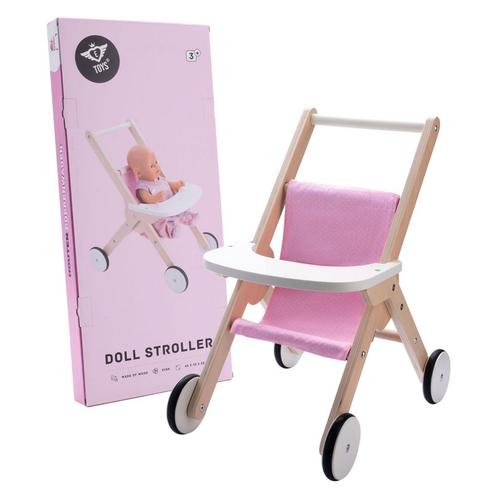 Houten Poppenwandelwagen Roze (Houten & binnen speelgoed), Kinderen en Baby's, Speelgoed | Poppenhuizen, Nieuw, Ophalen of Verzenden