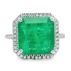 Ring Platina - 8.33ct. tw. Smaragd - Diamant - Exclusieve, Nieuw