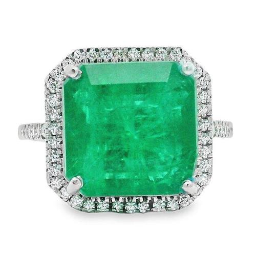 Ring Platina - 8.33ct. tw. Smaragd - Diamant - Exclusieve, Sieraden, Tassen en Uiterlijk, Ringen