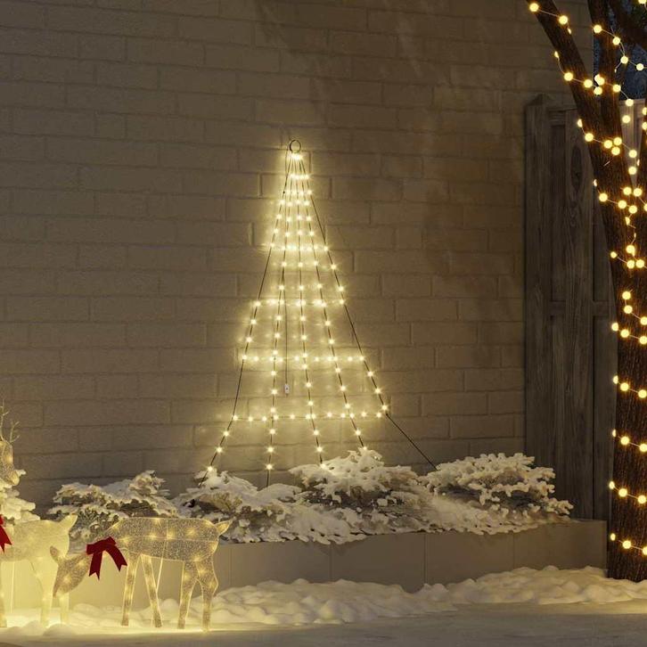 vidaXL LED Kerstboom met Grondspiesjes Warmwit 182 cm Metaal, Diversen, Kerst, Nieuw, Verzenden