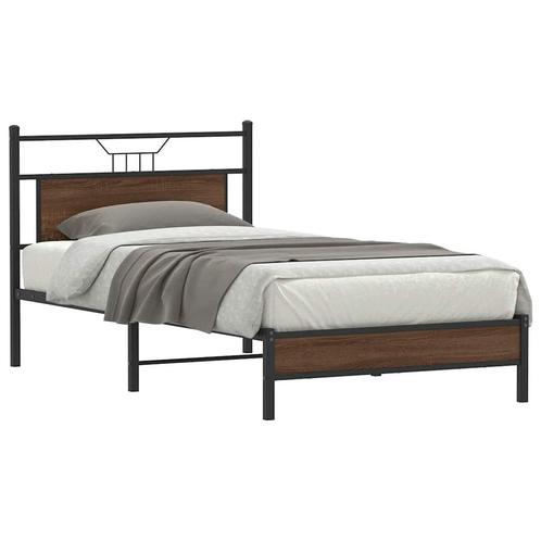 vidaXL Bedframe zonder matras bewerkt hout bruin eikenkleur, Huis en Inrichting, Slaapkamer | Bedden, 100 cm, 190 cm of minder