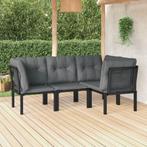 vidaXL 4-delige Loungeset poly rattan zwart en grijs, Verzenden, Nieuw, Rvs, Loungeset
