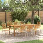 vidaXL Tuin Eetset 9 pcs Beige Poly riet, Verzenden, Nieuw, Rotan