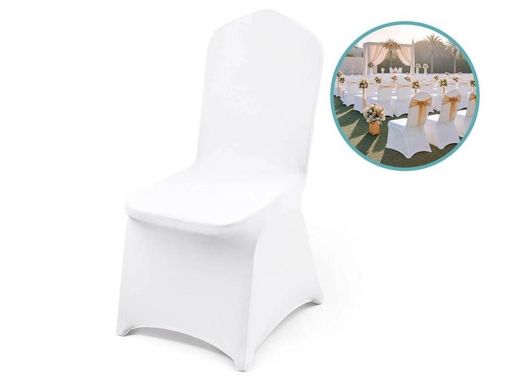 4 Spandex stoelhoezen  - Wit, Huis en Inrichting, Stoelen, Nieuw, Verzenden