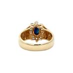 Gouden vintage entourage ring met saffier en diamant 14 kt, Ophalen of Verzenden, Nieuw