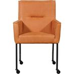 Set van 8 Leren eetkamerstoelen Lucky - Kenia Rost (oranje), Huis en Inrichting, Stoelen, Ophalen of Verzenden, Nieuw, Leer