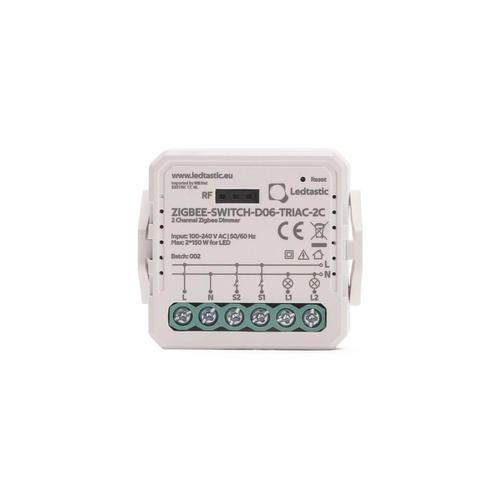 Ledtastic ZIGBEE-SWITCH-D06-TRIAC-2C dubbele dimmer - Zigbee, Hobby en Vrije tijd, Elektronica-componenten, Verzenden
