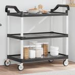 vidaXL Trolley 3-laags 99x50x96 cm aluminium zwart, Verzenden, Nieuw