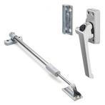 2x Raamsluiting met drukknop + Telescopische uitzetter | AXA, Doe-het-zelf en Verbouw, Hang- en Sluitwerk, Verzenden, Nieuw