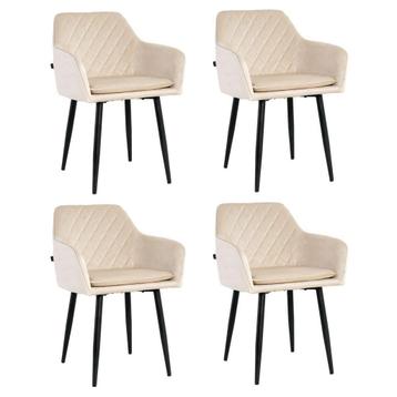 Lina® Noble - Velvet Eetkamerstoelen - Set van 4 - Beige beschikbaar voor biedingen