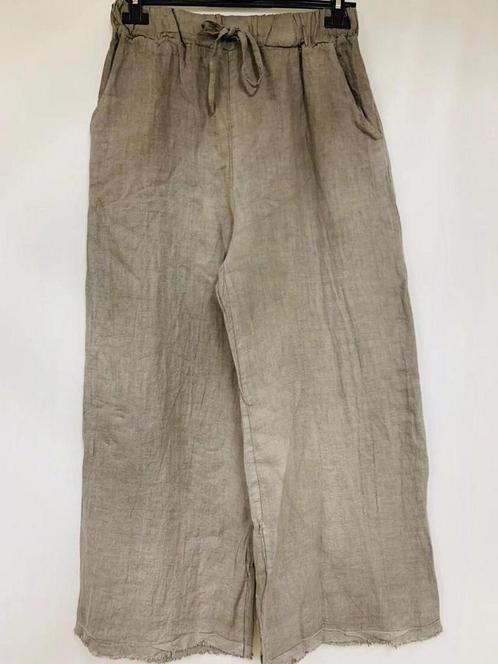 Linnen broek met rechte lange pijpen - elastische talie -, Kleding | Dames, Tops