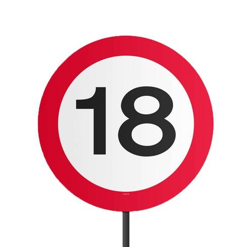 Tuinbord 18 Jaar Verkeersbord 52cm, Hobby en Vrije tijd, Feestartikelen, Nieuw, Verzenden