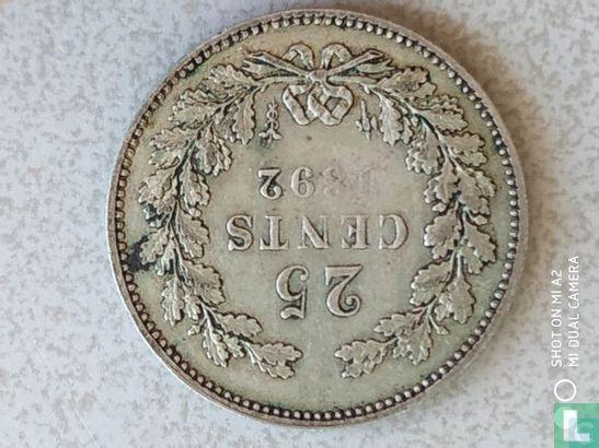 Nederland 25 cents 1892, Postzegels en Munten, Munten | Nederland, Losse munt, 5 cent, Goud, Zilver, Verzenden
