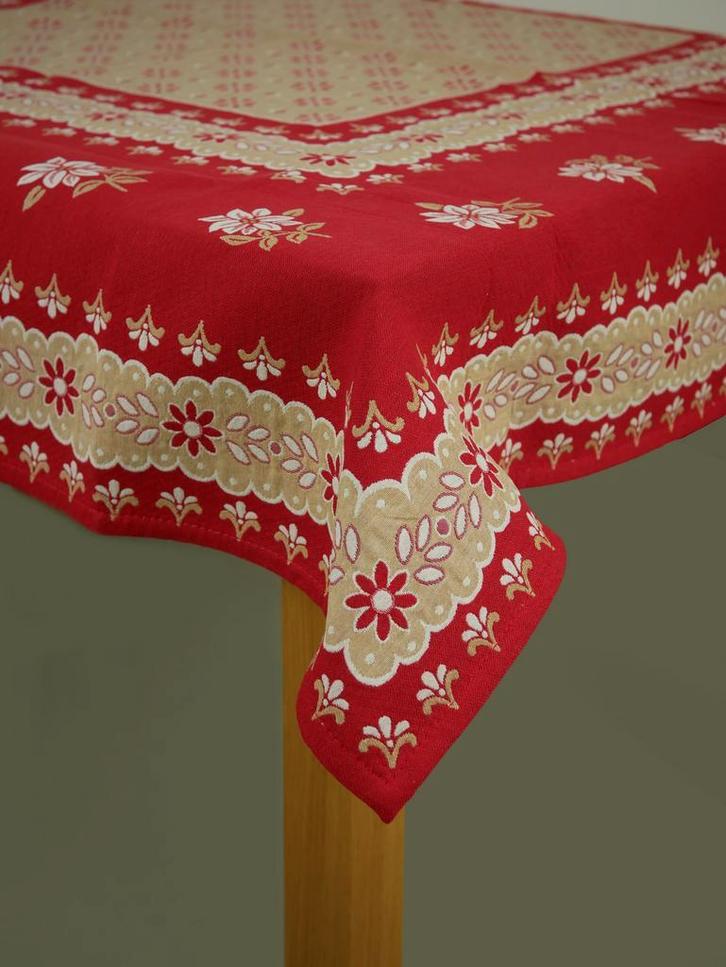 Tafelkleed Flower 140 x 140 cm - NIEUW retro vintage rood, Huis en Inrichting, Tafelkleden, Binnen, Vierkant, Nieuw, Ophalen of Verzenden