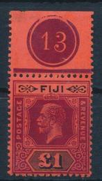 Fiji 1914 - King George, 1 pond op rood papier vanaf de, Gestempeld