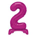 Roze Cijfer Ballon 2 Jaar Met Standaard 76cm, Hobby en Vrije tijd, Feestartikelen, Verzenden, Nieuw