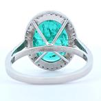 Ring Platina - 6.42ct. tw. Smaragd - Diamant - Zambia, Nieuw