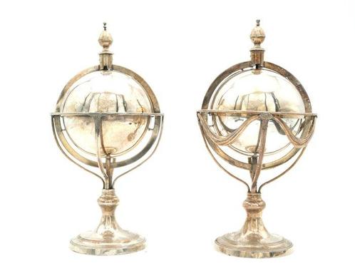 globe inkstand - Inktpot (2) - Verzilverd, Antiek en Kunst, Antiek | Overige Antiek