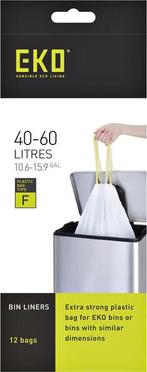 Afvalzak EKO type F 40-60 liter met trekband wit 12 stuks, Huis en Inrichting, Verzenden
