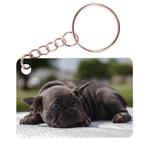 Sleutelhanger 6x4cm - Franse Bulldog Pup op Kleed NIEUW, Ophalen of Verzenden, Nieuw