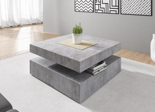 Salontafel Carlo Betonlook draaibaar 78x78cm, Huis en Inrichting, Tafels | Salontafels, 50 tot 100 cm, Nieuw, Minder dan 50 cm