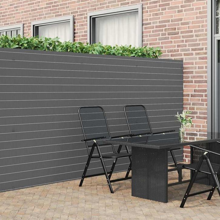 vidaXL Tuinhek Dubbelzijdig Grijs 1,8x5 m PVC, Tuin en Terras, Schuttingen, Nieuw, Kunststof, Verzenden