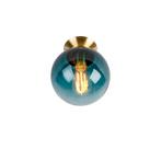 Art deco plafondlamp messing met oceaanblauw glas - Pallon, Huis en Inrichting, Verzenden, Nieuw, Glas, Art Deco