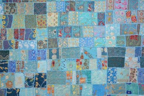 Wandtapijt Wandkleed Tafelkleed Patchwork Handgemaakt Blauw, Antiek en Kunst, Kunst | Niet-Westerse kunst