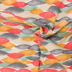 BA170 - Stof met multikleurige geometrische bladeren -