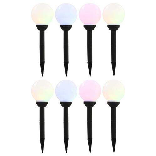 vidaXL Solarlampen 8 st LED rond 15 cm RGB, Tuin en Terras, Buitenverlichting, Nieuw, Verzenden