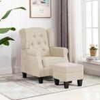 vidaXL Fauteuil met voetenbankje stof crèmekleurig, Huis en Inrichting, Verzenden, Nieuw