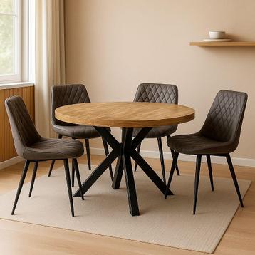 NIEUWE ronde eettafel + 4 stoelen slechts € 400.- COMBI-DEAL beschikbaar voor biedingen