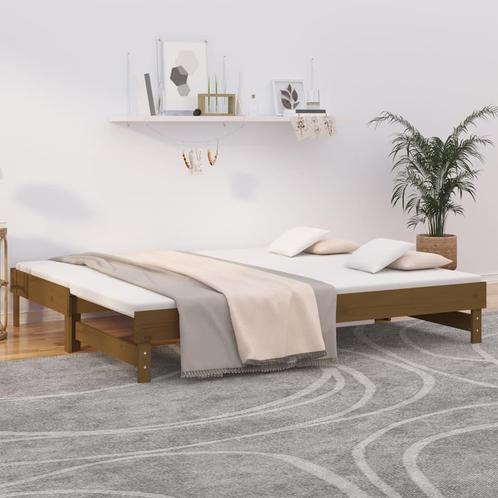 vidaXL Slaapbank uitschuifbaar 2x(80x200) cm grenenhout, Huis en Inrichting, Slaapkamer | Bedden, 80 cm, 200 cm, Bruin, Eenpersoons