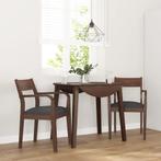 vidaXL Eetkamerstoelen met kussens 2 st massief hout rubber, Huis en Inrichting, Stoelen, Verzenden, Nieuw, Bruin